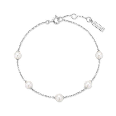 Silver Shell Pearl Station Bracelet